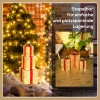 3 delige kerstcadeaudozen set voor binnen en buitendecoratie, met 58 led lampjes, goudkleurig 8