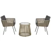 3 delige zitgroep, 2 stoelen, bijzettafel, zit & rugkussens, hardglas tafelblad, kunstrattan, grijs 1