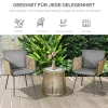 3 delige zitgroep, 2 stoelen, bijzettafel, zit & rugkussens, hardglas tafelblad, kunstrattan, grijs 8