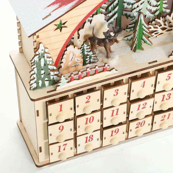 Adventskalender om te vullen 24 laden vakken kerstkalender met led lichten natuurhout 36 x 10 x 34 cm 10