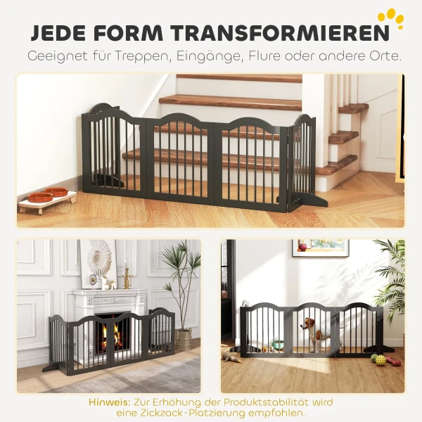 Afscheidingshek hond vrijstaand beschermingshek met voeten, opvouwbaar hondenhek, 5 panelen, 261,5 x 29,5 x 61 cm, zwart 8