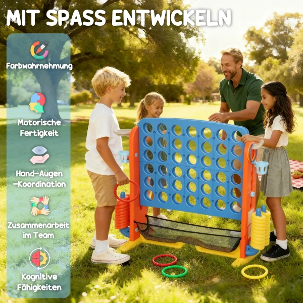 Aiyaplay 4 in 1 spelset, vier op een rij, hoogte verstelbaar, net tas, kunststof, kleurrijk 10