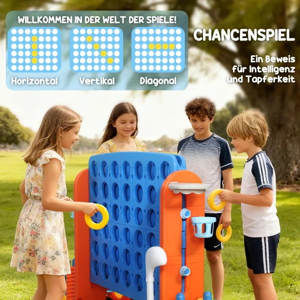 Aiyaplay 4 in 1 spelset, vier op een rij, hoogte verstelbaar, net tas, kunststof, kleurrijk 6