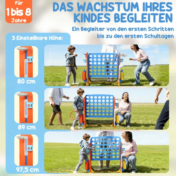 Aiyaplay 4 in 1 spelset, vier op een rij, hoogte verstelbaar, net tas, kunststof, kleurrijk 7