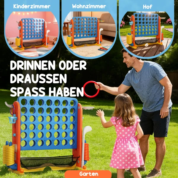 Aiyaplay 4 in 1 spelset, vier op een rij, hoogte verstelbaar, net tas, kunststof, kleurrijk 8