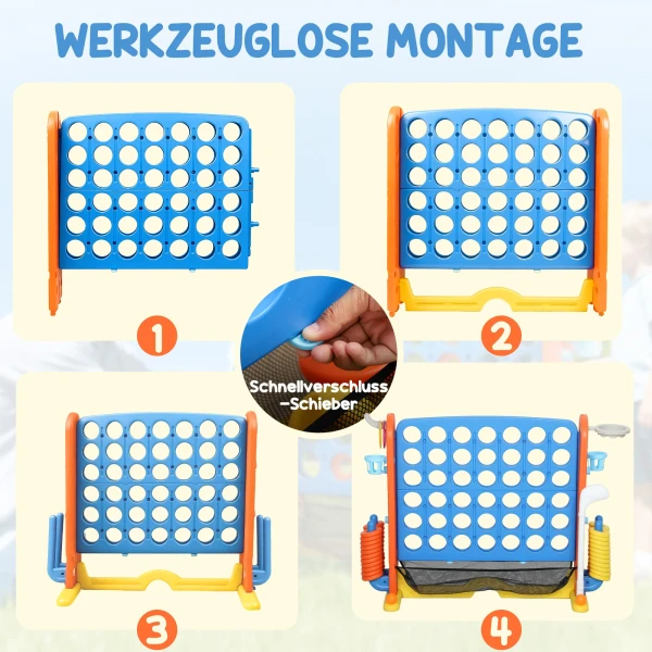 Aiyaplay 4 in 1 spelset, vier op een rij, hoogte verstelbaar, net tas, kunststof, kleurrijk 9