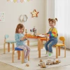 Aiyaplay 5 delige kindertafel en stoelset, met opbergtas, bloemvorm, voor speelkamer, kinderkamer, hout, kleurrijk 2