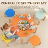 Aiyaplay 5 delige kindertafel en stoelset, met opbergtas, bloemvorm, voor speelkamer, kinderkamer, hout, kleurrijk 6
