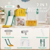 Aiyaplay 7 in 1 kinderglijbaan, binnenspeeltuin, klimrek, huis, bord, basketbalring, 1 4 jaar, kunststof, geel+groen 5