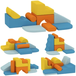 Aiyaplay 9 delig zacht bouwblokken set, zachte blokken om te bouwen en te spelen, indoor speelset voor peuters, schuim, kleurrijk 1