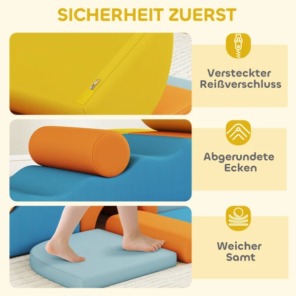 Aiyaplay 9 delig zacht bouwblokken set, zachte blokken om te bouwen en te spelen, indoor speelset voor peuters, schuim, kleurrijk 7