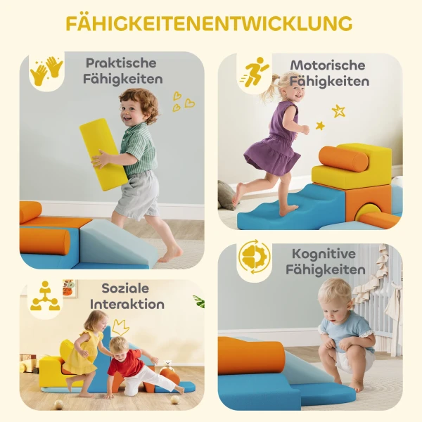 Aiyaplay 9 delig zacht bouwblokken set, zachte blokken om te bouwen en te spelen, indoor speelset voor peuters, schuim, kleurrijk 8