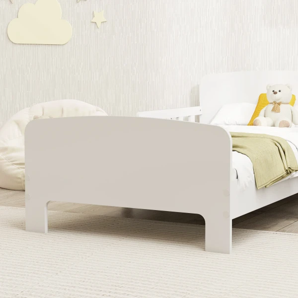 Aiyaplay kinderbed met veiligheidsrails, peuterbed voor kinderen van 3 8 jaar, mdf, wit 10