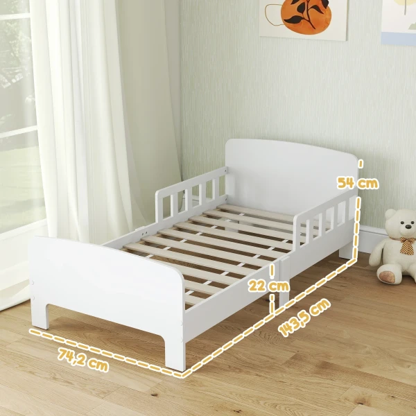 Aiyaplay kinderbed met veiligheidsrails, peuterbed voor kinderen van 3 8 jaar, mdf, wit 4