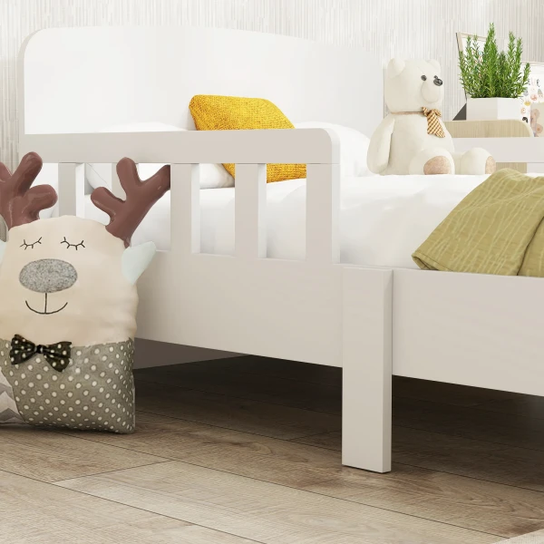 Aiyaplay kinderbed met veiligheidsrails, peuterbed voor kinderen van 3 8 jaar, mdf, wit 8