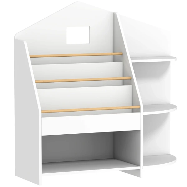 Aiyaplay kinderboekenkast met 7 planken voor boeken, speelgoed, ronde randen, draagt 40 kg, wit 1