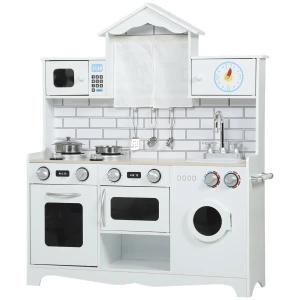 Aiyaplay kinderkeuken speelkeuken met oven spoelbak geluidsfunctie en accessoires cadeau voor meisjes jongens 3 6 jaar wit 1