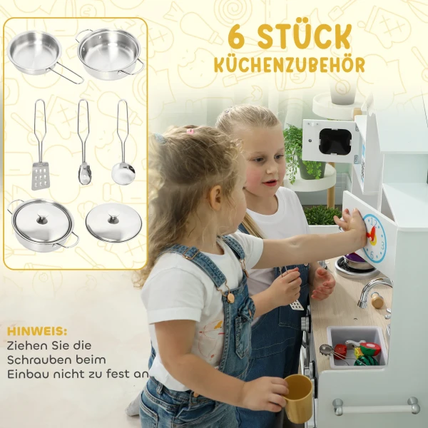 Aiyaplay kinderkeuken speelkeuken met oven spoelbak geluidsfunctie en accessoires cadeau voor meisjes jongens 3 6 jaar wit 7