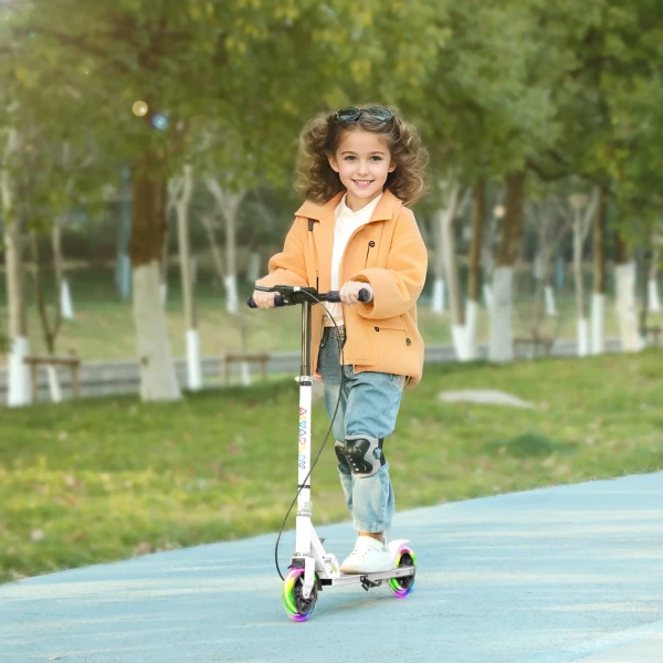 Aiyaplay kinderstep, dubbele remmen, metalen frame, voetsteun, opvouwbaar, 3 8 jaar, wit 2