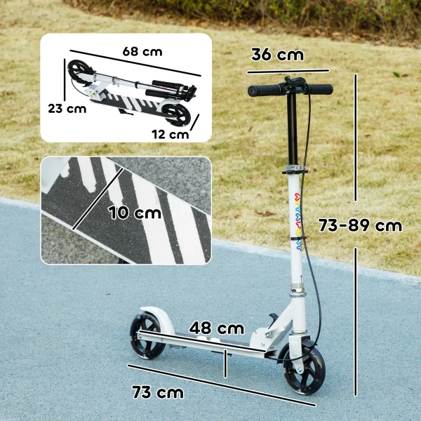 Aiyaplay kinderstep, dubbele remmen, metalen frame, voetsteun, opvouwbaar, 3 8 jaar, wit 4