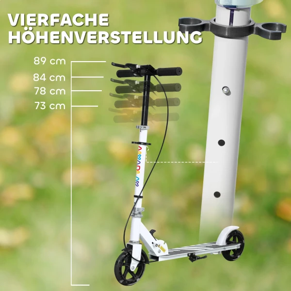 Aiyaplay kinderstep, dubbele remmen, metalen frame, voetsteun, opvouwbaar, 3 8 jaar, wit 5
