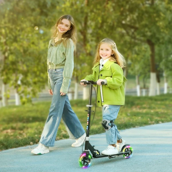 Aiyaplay kinderstep, dubbele remmen, metalen frame, voetsteun, opvouwbaar, 3 8 jaar, zwart 2