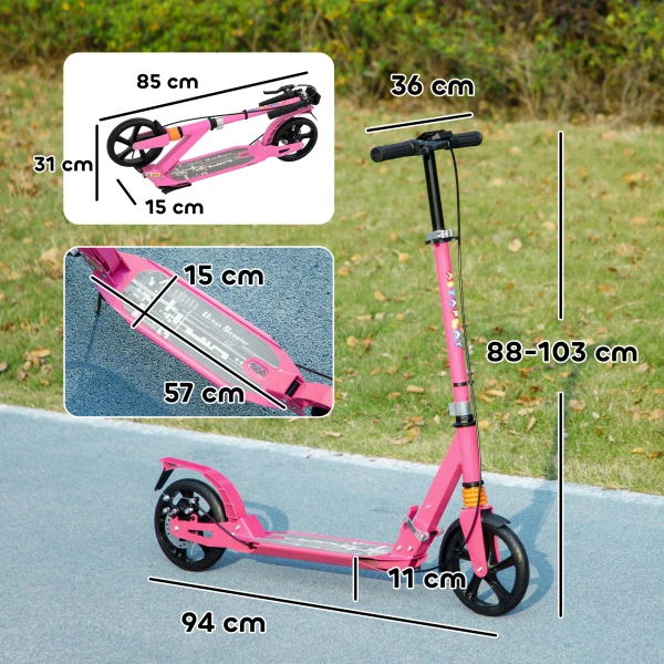 Aiyaplay roller kinderscooter met verstelbare handvatten inklapbare kinderscooter voor kinderen 6 12 jaar 94 x 36 x 88 103 cm roze 4