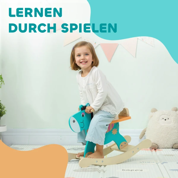 Aiyaplay schommeldier ezel baby schommelspeelgoed met handvatten schommel schommelstoel 59 x 27 x 43 cm blauwgroen 8
