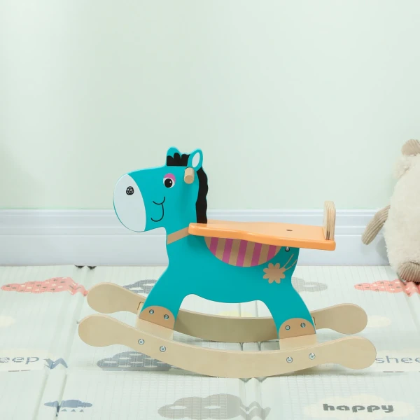 Aiyaplay schommeldier ezel baby schommelspeelgoed met handvatten schommel schommelstoel 59 x 27 x 43 cm blauwgroen 9