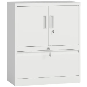 Archiefkast kantoorkast afsluitbare multifunctionele kast van staal met 2 deuren, verstelbare planken wit 1