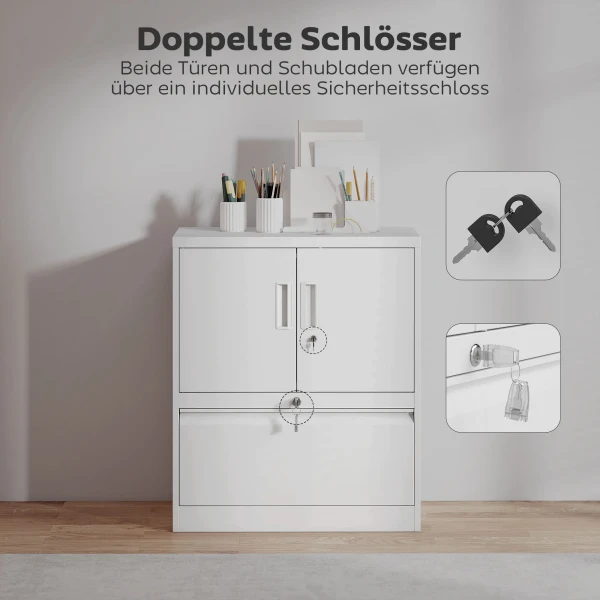 Archiefkast kantoorkast afsluitbare multifunctionele kast van staal met 2 deuren, verstelbare planken wit 7