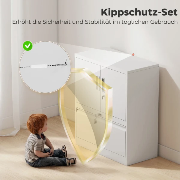 Archiefkast kantoorkast afsluitbare multifunctionele kast van staal met 2 deuren, verstelbare planken wit 8