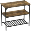Bakkersrek, 3 laags keukenrek met stalen frame, rustiek bruin+zwart 1