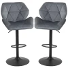 Barkrukken set van 2, gestoffeerde barkruk met metalen frame, rugleuning, fluwelen look, in hoogte verstelbaar 360° draaibaar 1