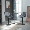 Barkrukken set van 2, gestoffeerde barkruk met metalen frame, rugleuning, fluwelen look, in hoogte verstelbaar 360° draaibaar 2