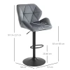 Barkrukken set van 2, gestoffeerde barkruk met metalen frame, rugleuning, fluwelen look, in hoogte verstelbaar 360° draaibaar 4