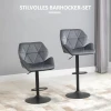 Barkrukken set van 2, gestoffeerde barkruk met metalen frame, rugleuning, fluwelen look, in hoogte verstelbaar 360° draaibaar 5