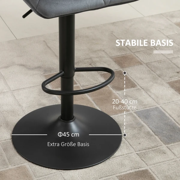 Barkrukken set van 2, gestoffeerde barkruk met metalen frame, rugleuning, fluwelen look, in hoogte verstelbaar 360° draaibaar 7