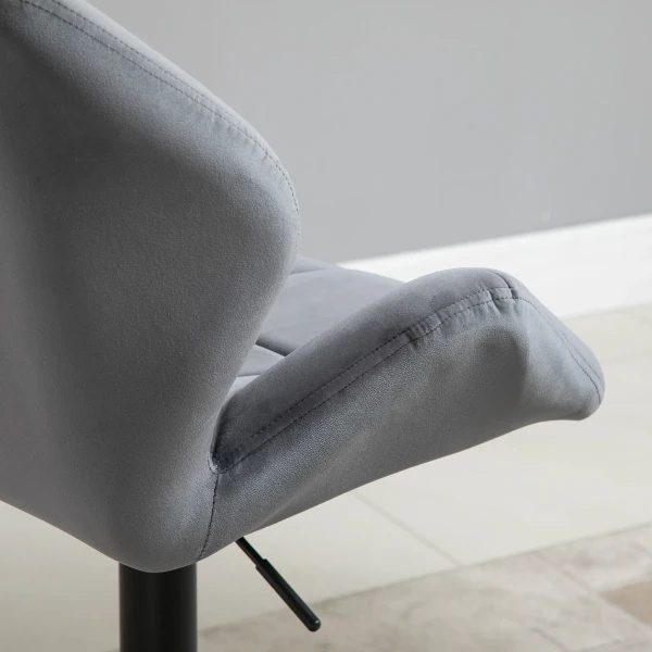 Barkrukken set van 2, gestoffeerde barkruk met metalen frame, rugleuning, fluwelen look, in hoogte verstelbaar 360° draaibaar 9