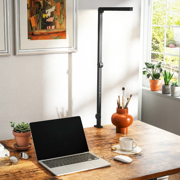 Bureaulamp, aanpasbare helderheid en kleur, metalen klem, 96 leds, zwart 10