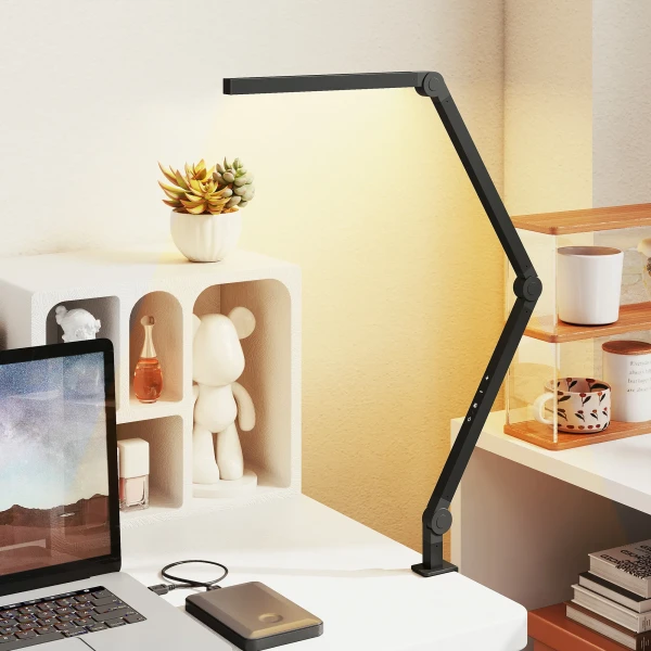Bureaulamp, aanpasbare helderheid en kleur, metalen klem, 96 leds, zwart 2