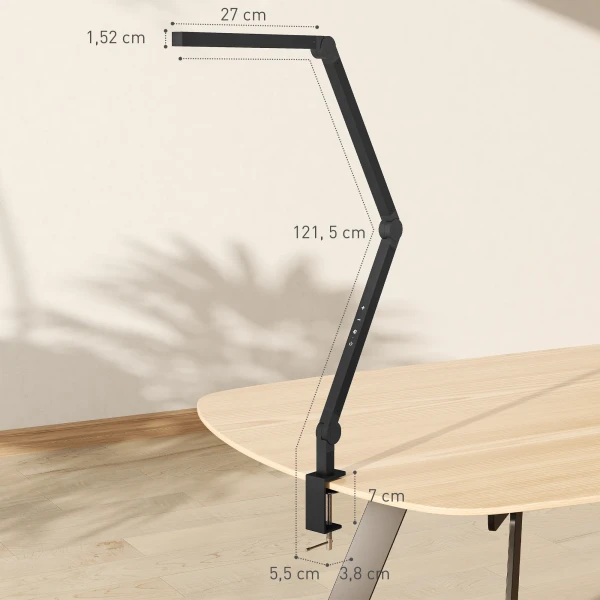 Bureaulamp, aanpasbare helderheid en kleur, metalen klem, 96 leds, zwart 4