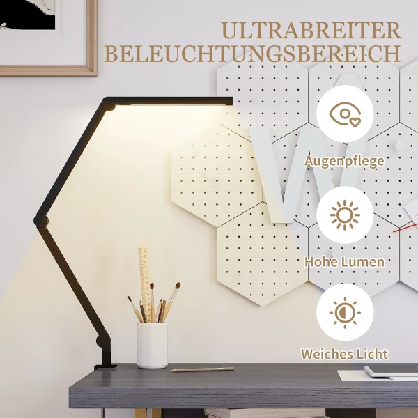 Bureaulamp, aanpasbare helderheid en kleur, metalen klem, 96 leds, zwart 7