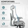 Bureaustoel, ergonomische bureaustoel met netstof bekleding, verstelbaar, rolbaar, met armleuningen, hoofdsteun, grijs 5
