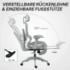 Bureaustoel, ergonomische bureaustoel met netstof bekleding, verstelbaar, rolbaar, met armleuningen, hoofdsteun, grijs 7