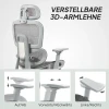 Bureaustoel, ergonomische bureaustoel met netstof bekleding, verstelbaar, rolbaar, met armleuningen, hoofdsteun, grijs 8