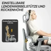 Bureaustoel, ergonomische bureaustoel met netstof bekleding, verstelbaar, rolbaar, met armleuningen, hoofdsteun, grijs 9
