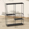 Draagbare kledingrek, metalen frame, stoffen planken, veel ruimte, zwart 4