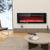 Elektrische haard met wandbeugel en afstandsbediening, kunstmatige houtblokken en kristallen, 1800w vermogen, zwart 2