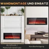 Elektrische haard met wandbeugel en afstandsbediening, kunstmatige houtblokken en kristallen, 1800w vermogen, zwart 9
